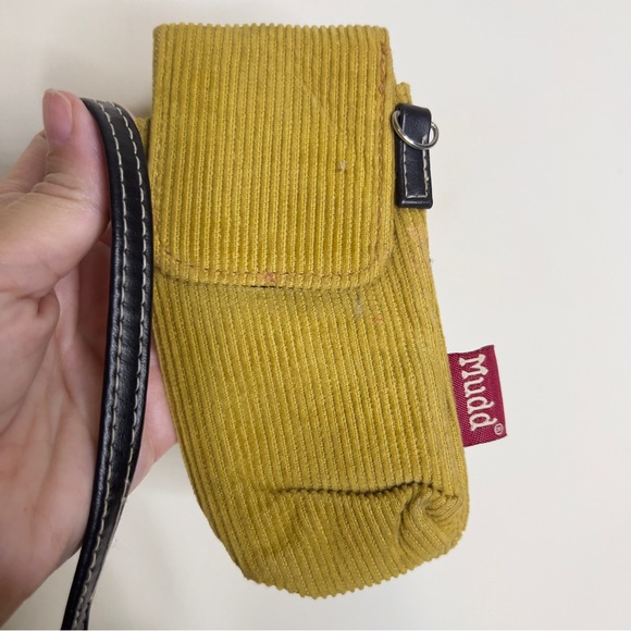 Vtg Y2K MUDD Corduroy Mini Bag Purse Yellow Classic Phone Case Pouch - Picture 13 of 16